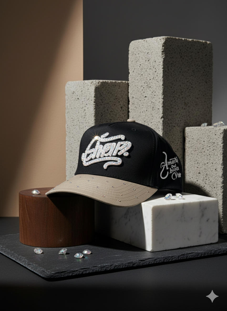 Embroidered Baseball Cap with Crystal Rhinestone