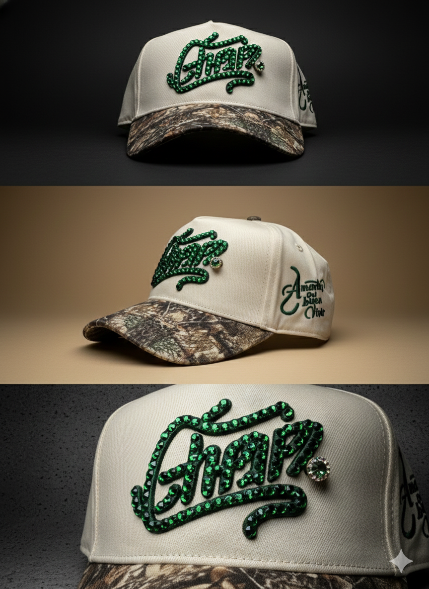 Embroidered Baseball Cap with Crystal Rhinestone