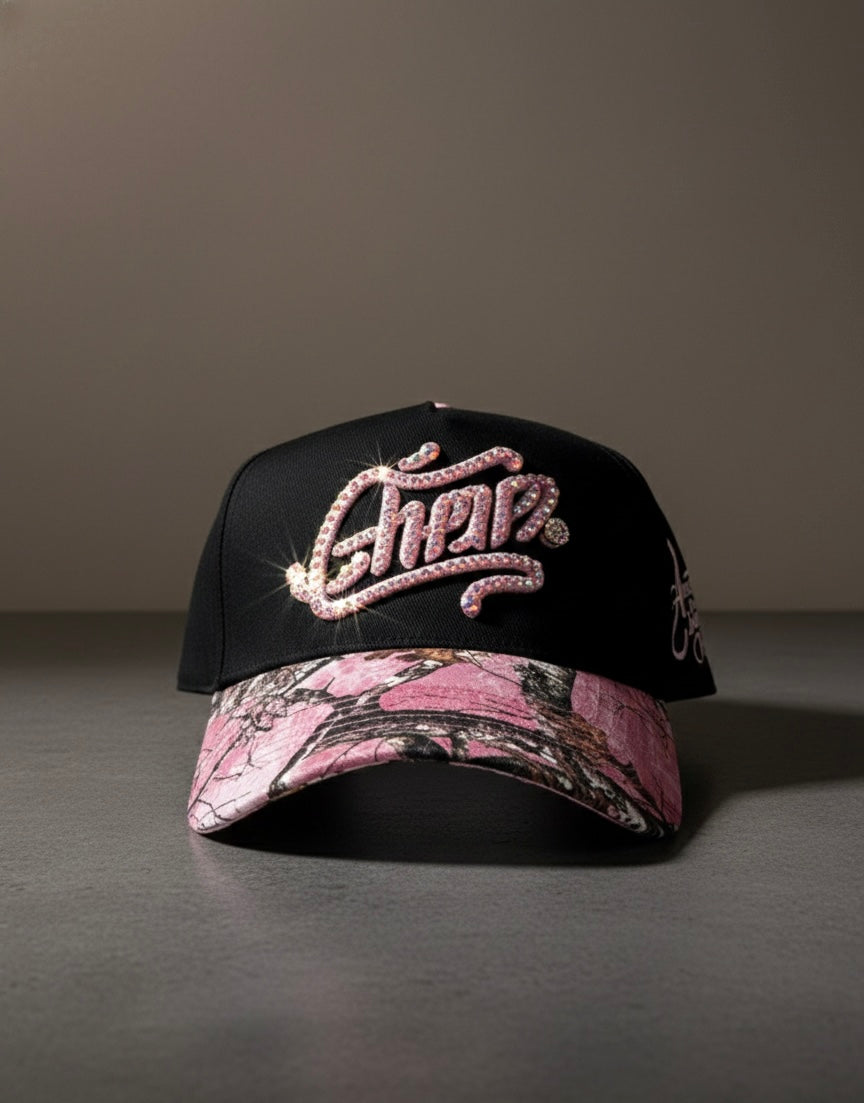 Embroidered Baseball Cap with Crystal Rhinestone & Stamped Brim