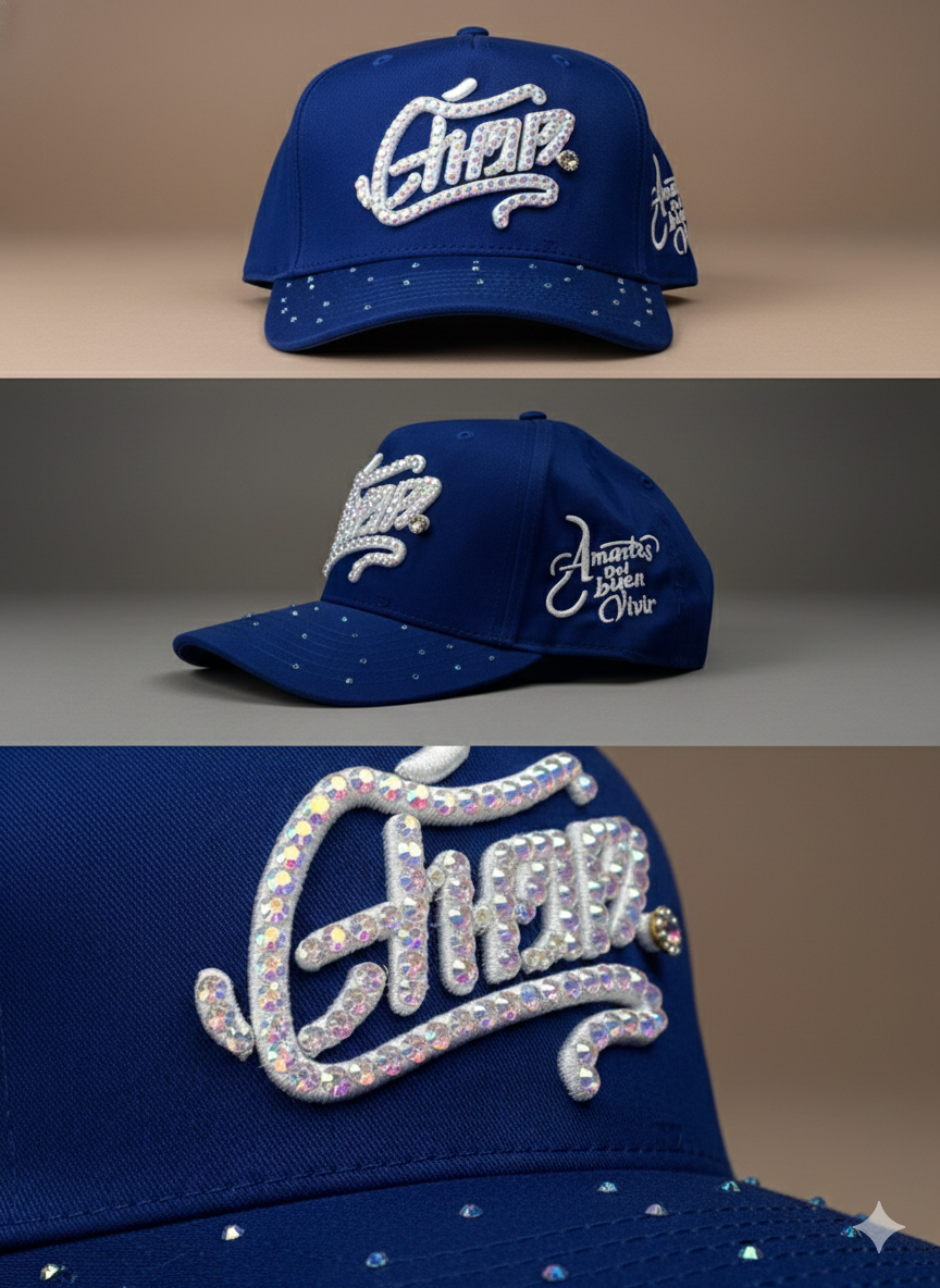 Embroidered Baseball Cap with Crystal Rhinestone