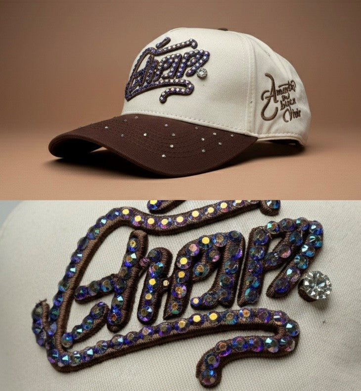 Embroidered Baseball Cap with Crystal Rhinestone