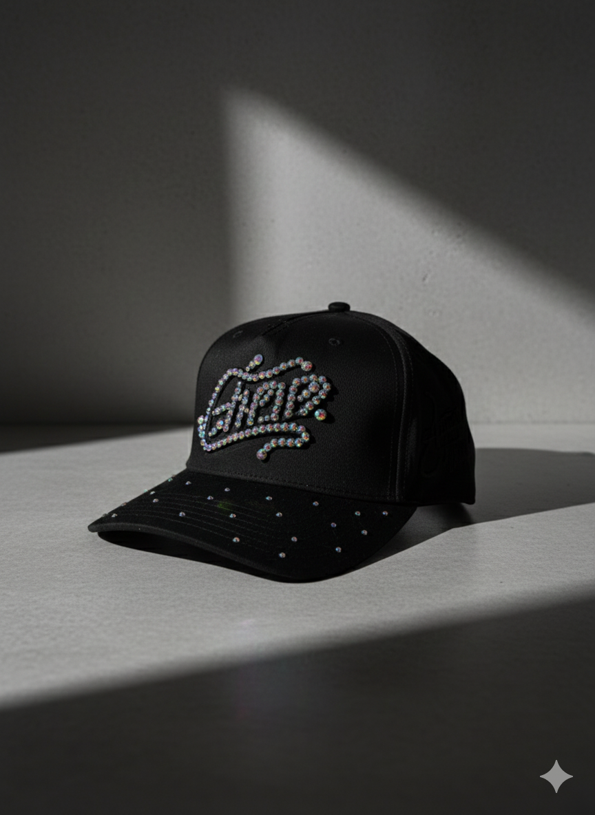 Embroidered Baseball Cap with Crystal Rhinestone
