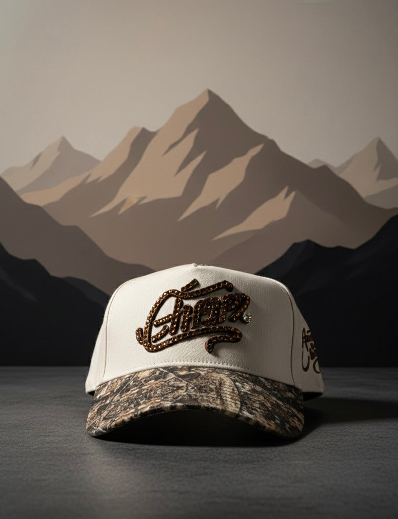Embroidered Baseball Cap with Crystal Rhinestone & Stamped Brim