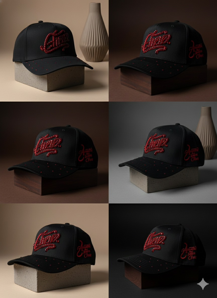 Embroidered Baseball Cap with Crystal Rhinestone (Pura Sangre)