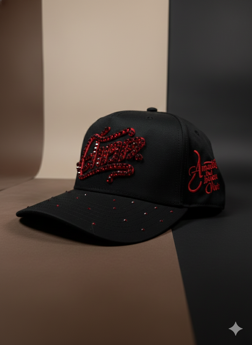 Embroidered Baseball Cap with Crystal Rhinestone (Pura Sangre)