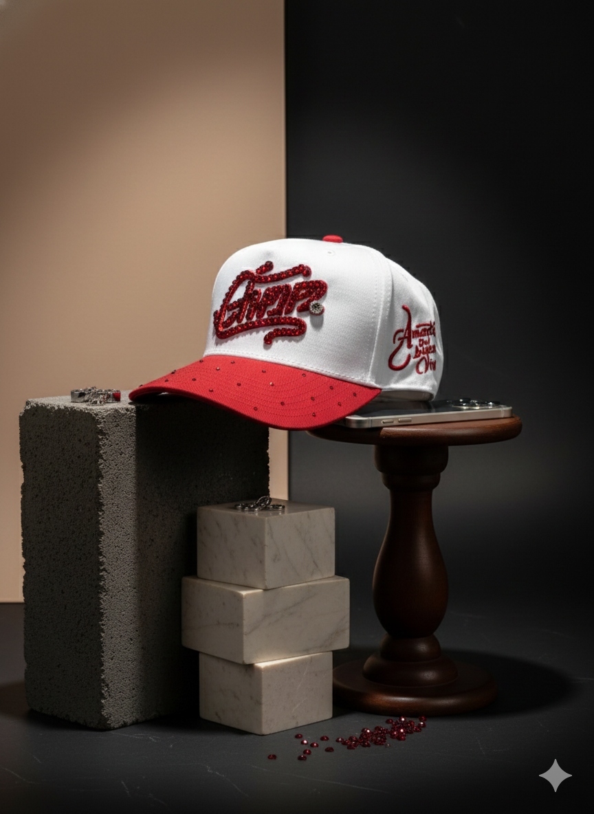 Embroidered Baseball Cap with Crystal Rhinestone