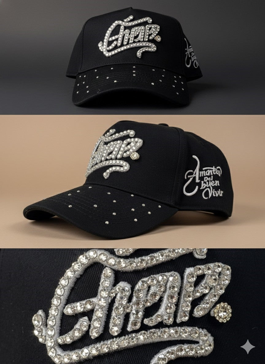 Embroidered Baseball Cap with Crystal Rhinestone